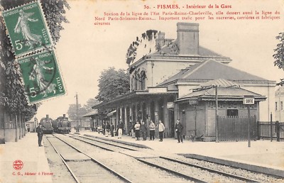 Old postcard 51 FISMES INTERIEUR DE LA GARE