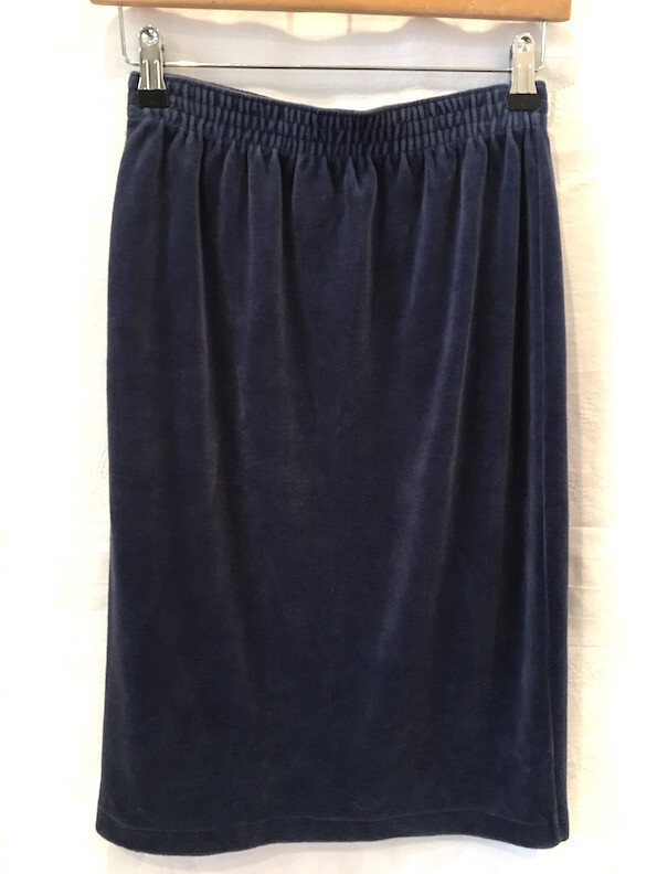 Gonna variante Yves Saint Laurent vintage anni 80 taglia 10 cotone velluto blu FAB!
