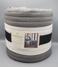 Hearth & Hand Magnolia KING Texture Stripe Quilt Radiant Gray Comforter NEW