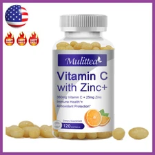 120pcs Vitamin C Capsules 1000mg+Zinc 20mg For Immune System Support Men Women
