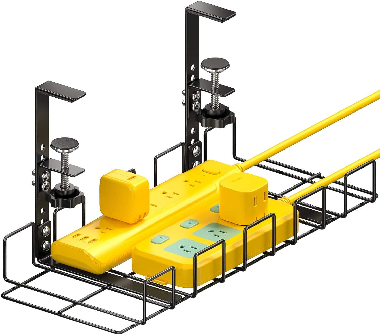 Under Desk Cable Management Tray No Drill C-Clamp Standing Desk Cord-image