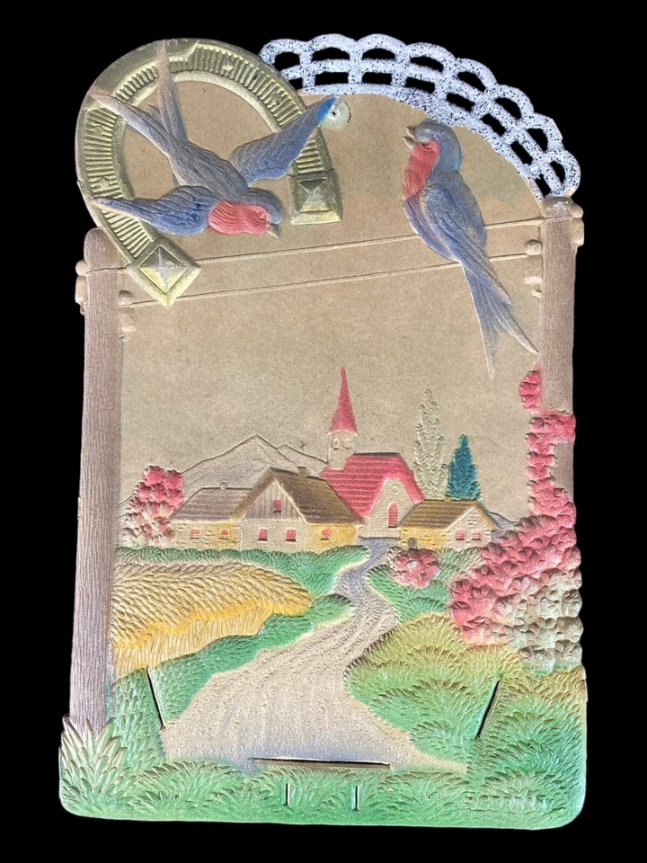 4 papeles troquelados victorianos antiguos alemanes en relieve Foto 3 de 4