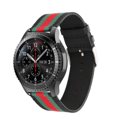 For Samsung Galaxy Watch7 Watch Ultra  20/22mm Nylon Red Black Leather Band -NEW
