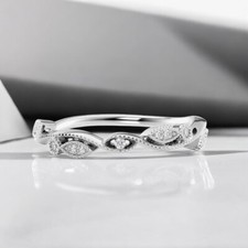 Engagement Round Cut 0.15 Ct Diamond Band 1.5 MM Lab Created 14K White Gold