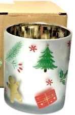 Yankee Candle MERRY POINSETTIA Votive or Tealigtht Holder Reflective  FREE SHIP