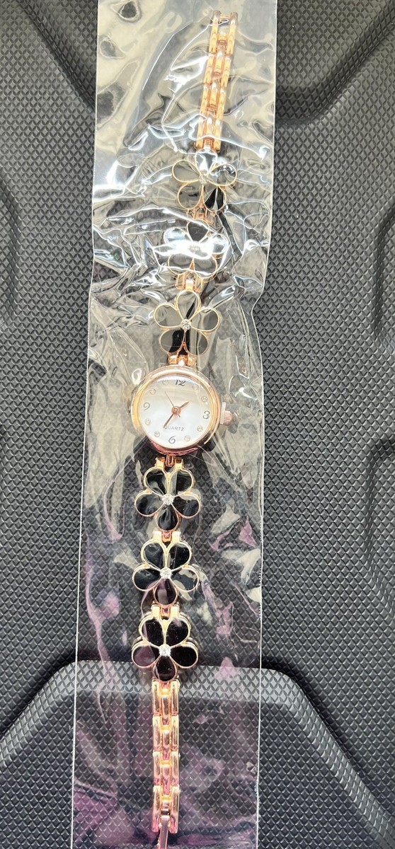 Sakura Cherry Blossom Crystal Flowers rose gold Steel Band