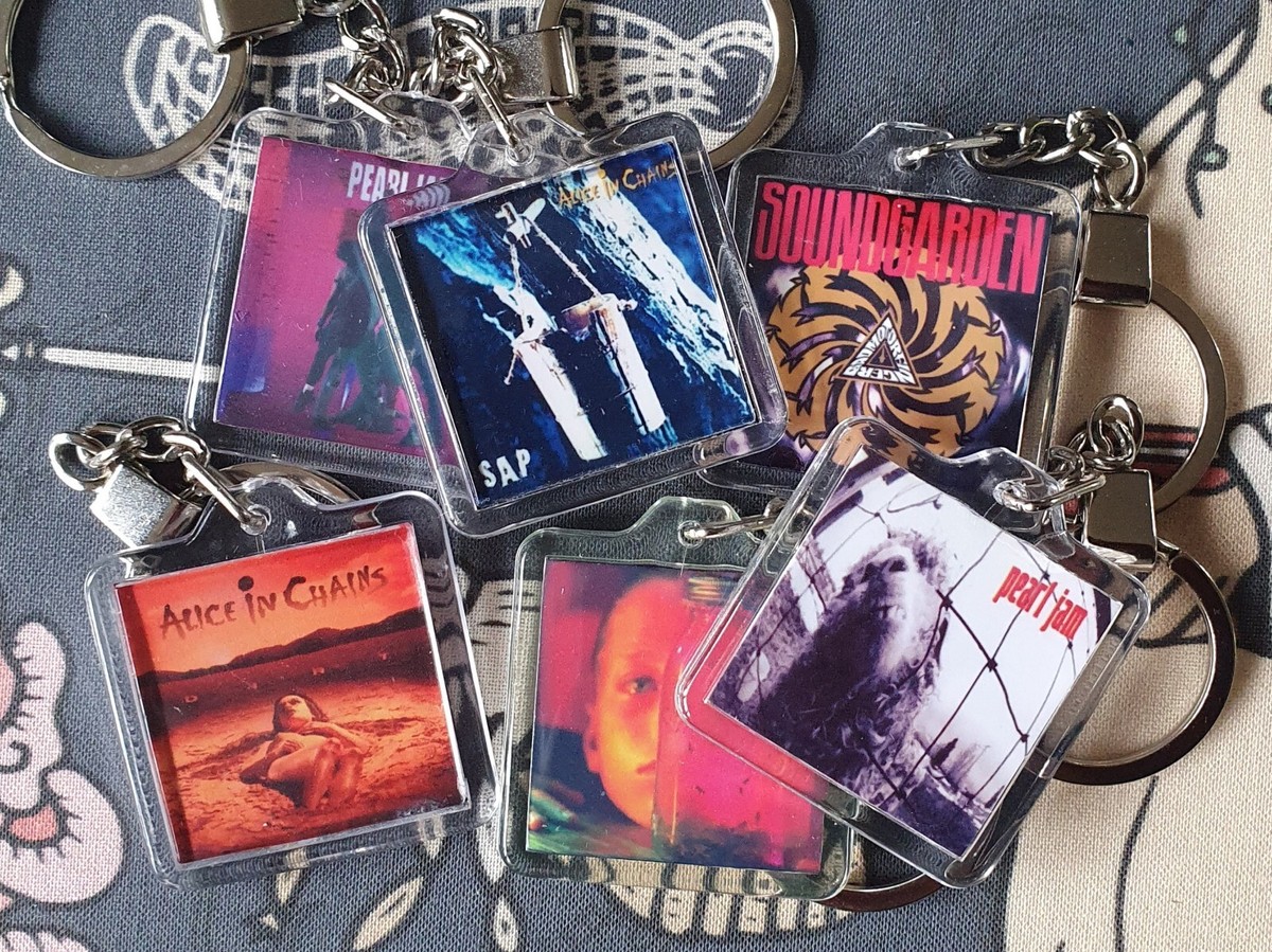 Classic Grunge Album Keyrings, Alice In Chains, Nirvana, PJ