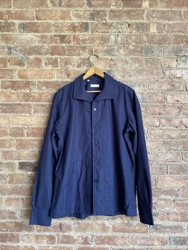 G. Inglese Men’s Light Jacket, Sz 16/41 Navy Blue 100% Cotton, Italy - product listing photo