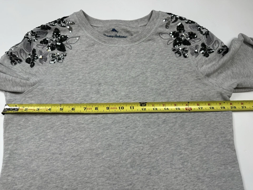 Tommy Bahama Sea Glass Sudadera Mujer Mediana Con Lentejuelas Gris Claro Foto 4 de 4