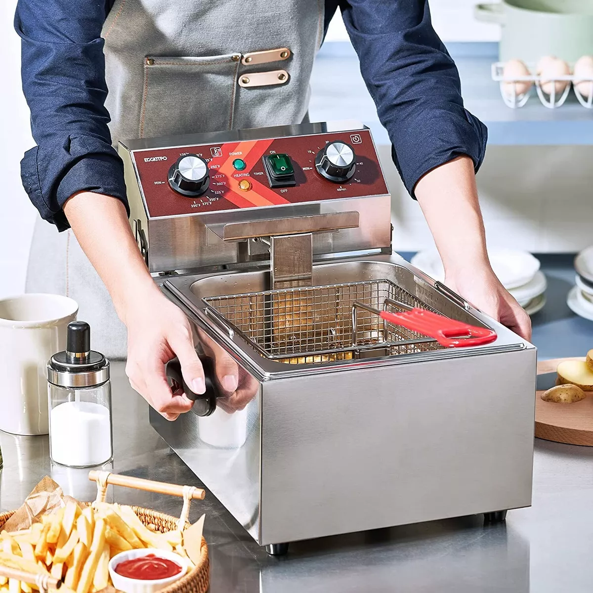 Deep Fryer Stainless Steel Single Timer Tank Electric Countertop