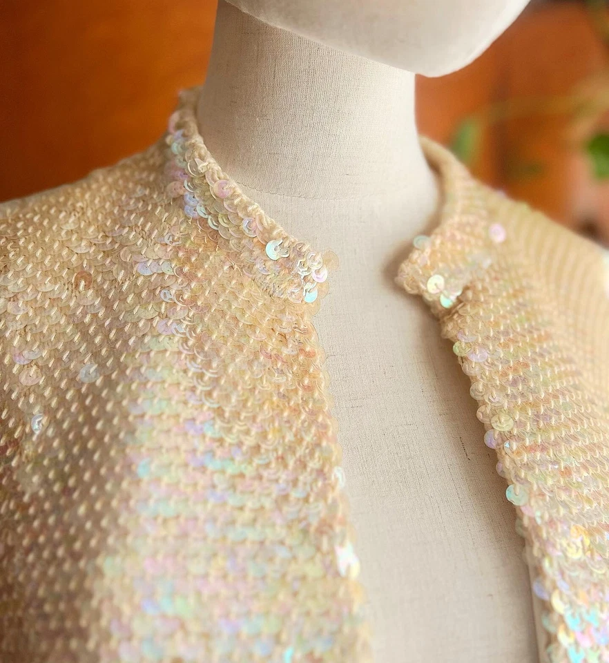 Suéter Cárdigan Suéter AURORA BOREALIS LENTEJUELAS 50’s 50’s 60’s Vintage Lana Crema L Foto 2 de 4