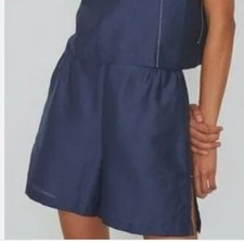 Lunya cotton linen silk shorts navy L