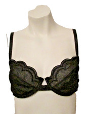 Victoria's Secret Gold Label Floral Satin Chantilly Lace UW Balconette Bra 34C