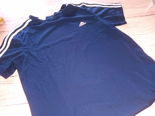 adidas T Shirt Schwarz Gr. 164 Kurzarm 3 Streifen Logo atmungsaktiv