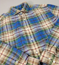 J Mclaughlin Mens Shirt Size Large Plaid L/S Button Front Comfort Style