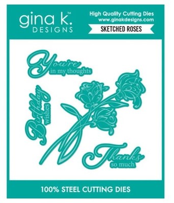 Gina K Designs SKETCHED ROSES Cutting Dies NEW! 