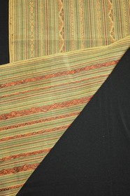 f-593  vintage tsumugi silk kimono fabric - woven stripe - 14.5" x 61"