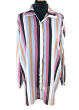 Pretty Little Thing Shirt Blouse Women’s UK Size S Colorful Stripe Long Sleeved