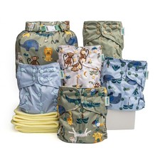 Kinder Cloth Diapers Reusable Pocket Safari Friends 5 Pack w/Inserts