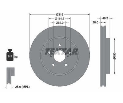 2 St. Bremsscheibe PRO TEXTAR 92171503 für Lexus RX