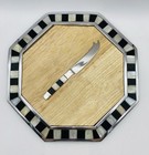 Towle Silversmiths Cheese Tray Vintage Octagon Mosaic Pearl Inlay Black Sealed — photo 1