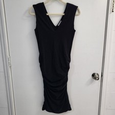 JAMES PERSE Dress Womens 2 M Black Midi Skinny Ruched Tank Minimal Stretch