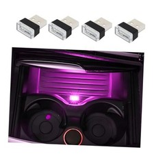 4 PCS USB LED Car Interior Atmosphere Lamp, Portable Mini LED Ambient Pink