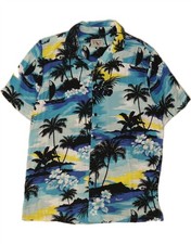 GRAND  HILLS Mens Short Sleeve Shirt Small Blue Viscose Hawaiian BW11