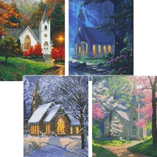 PixelHobby Four Seasons Chapels, Set of 4 Mosaic Art Kit