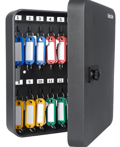 Uniclife 28 Key Cabinet Steel Security Lock Box with Combination Lock- Black