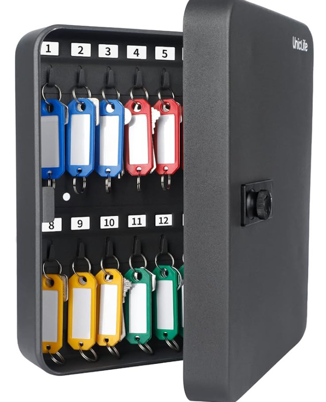 Uniclife 28 Key Cabinet Steel Security Lock Box with Combination Lock- Black