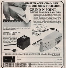1980 Vintage Print Ad Granberg Industries Grind-N-Joint Chain Saw Sharpener