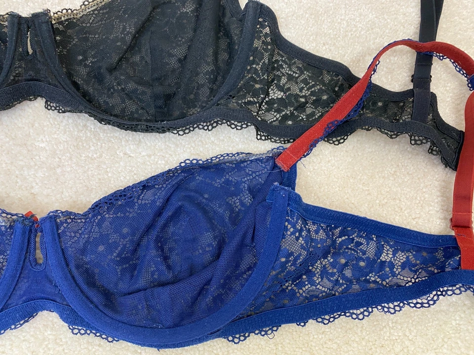 Бюстгальтер Gilligan & O'Malley 38C прозрачный кружевной полное покрытие на косточках 2 бюстгальтера синий/черный - Изображение 2 из 4