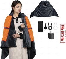 cordless Heated Blanket with Hood, Rechargeable Wearable Heated Blanket Battery