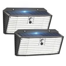 Upgraded Solar Lights Outdoor, 2 Pack 418 LED Motion Sensor Outdoor Lights, 3