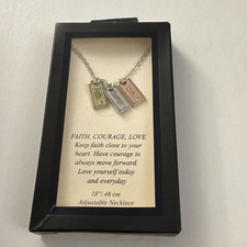 New Faith Courage Love 18 inch Adjustable Necklace J4