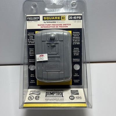 SQUARE D fsg2j20cp Well Water Pump Pressure Switch pumptrol 20/40PSI 1/4'' NPT