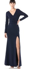 Dress The Population Carmen Long Sleeve Mermaid Maxi Formal Dress Size XS Navy