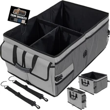 GORILLA GRIP Large Capacity Sturdy Trunk Storage Organizer, Slip and Gray 
