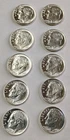 Lot of 10 90% Silver 🔥Roosevelt Dimes🔥 1964 P AU See Photos $1 Face #2