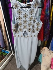 Size 12-14 Virgos LOUNGE Midi Length Dress, Grey/pale Blue Colour