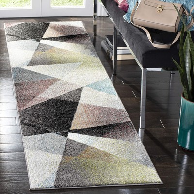 Porcello Collection Runner Rug - 2'3'' x 6', Grey & Multi, Modern Abstract Des...