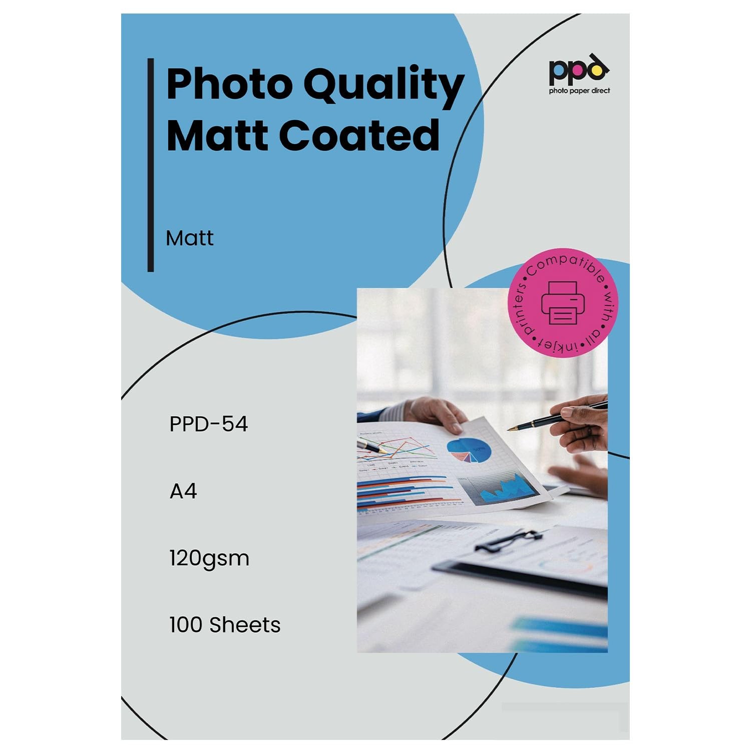 Papier photo mat A4 120g jet d'encre pour impression de documents et images - 100 feuilles