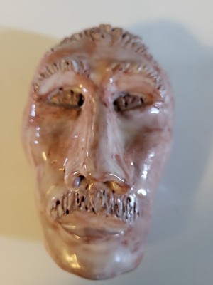 Clay Sculpture Of Man's Fac) Artist Unknown Approx 5×3 Inches