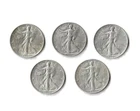 1946 P Walking Liberty Half Dollar Lot Of 5 90% Silver 1.808 Troy OZ