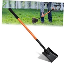 Small Square Shovel for Digging with Metal Handle, 43.3 Inch Heavy Duty Orange