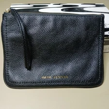 MARC JACOBS Black Leather Wristlet Bag Pouch Wallet