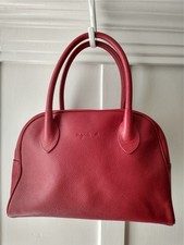 Agnes b. Voyage Red Leather Purse Handbag Silver Zipper Pull Made in France