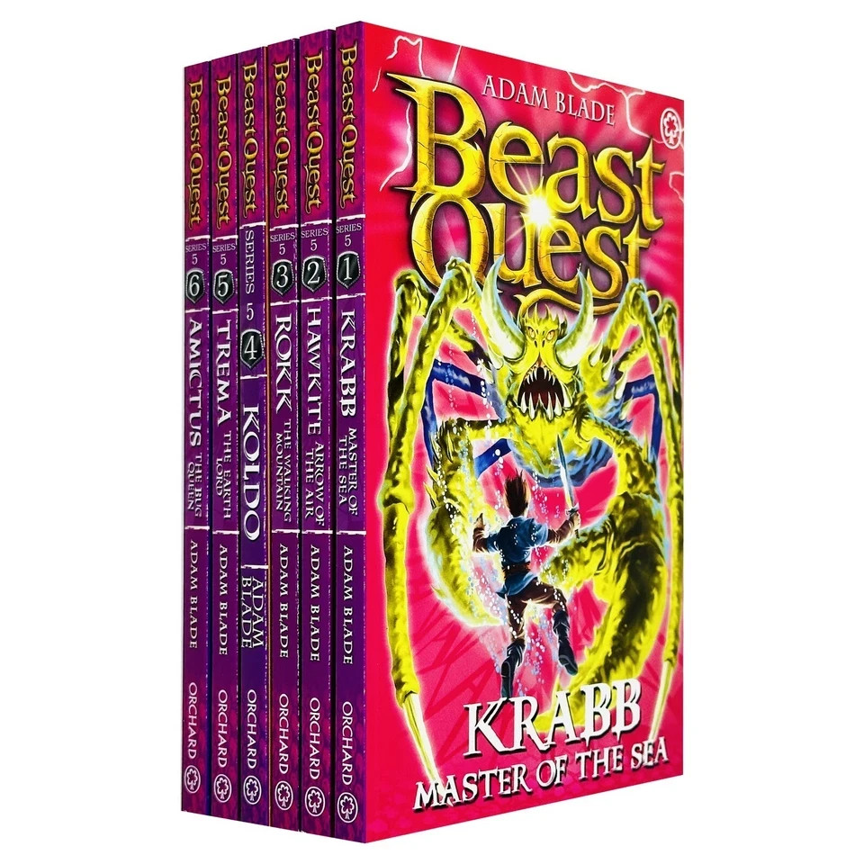 Beast Quest Series 5 Collection 6 Books Set by Adam Blade Earth Lord, Arrow