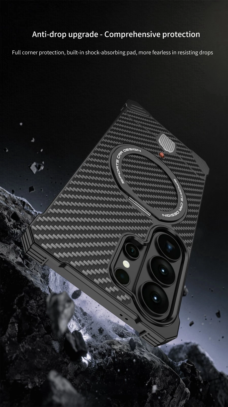 For Samsung S26 Ultra Magnetic Carbon Fiber Aluminum Metal Frameless Stand Case - 第 16/28 张图片
